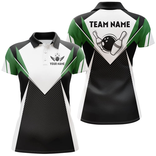 Personalized Bowling Shirt For Women Custom Bowling Polo Shirt Green Bowling Jersey BDT252