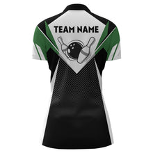 Load image into Gallery viewer, Personalized Bowling Shirt For Women Custom Bowling Quarter-Zip Shirt Green Bowling Jersey BDT252