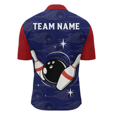 Load image into Gallery viewer, Navy Bowling Quarter-Zip Shirt Men Custom American Bowling Jersey Seamless Pattern Bowling Shirts BDT319