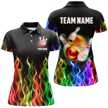 Load image into Gallery viewer, Rainbow Flame Bowling Jersey For Women Personalized Bowling Team Shirts Bowling Polo Shirt BDT324