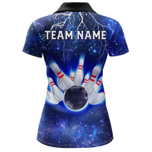 Load image into Gallery viewer, Custom Navy Bowling Polo Shirt For Women Lightning Thunder Bowling Jersey Team League BDT331