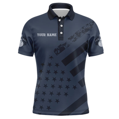 American Flag Bowling Polo Shirt Team Patriotic Bowling Jersey For Men Bowlers Short Sleeve BDT265