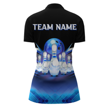 Load image into Gallery viewer, Custom 3D Bowling League Shirt Blue Bowling Jersey For Women Bowling Quarter-Zip Shirt Team BDT339