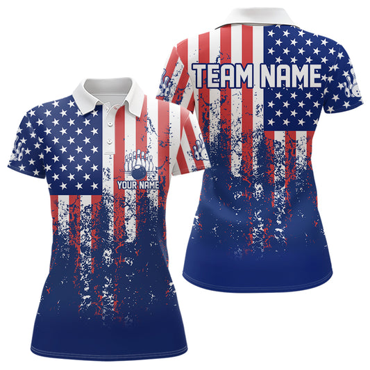 Patriotic Bowling Shirt Custom Men Women Team Bowling Jersey Bowling Polo 1/4 Zip Shirt MBL47