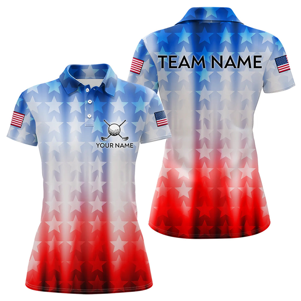 Patriotic Golf Polo Shirt for Men Women Custom Golf Shirts Red and Blue Golf Apparel MMG44
