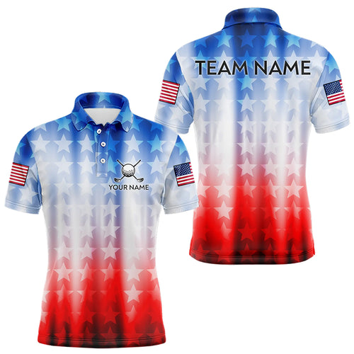 Patriotic Golf Polo Shirt for Men Women Custom Golf Shirts Red and Blue Golf Apparel MMG44