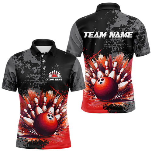 Custom Red Bowling Shirts for Men Women Team Bowling Polo and Quarter Zip for Bowler MBL75