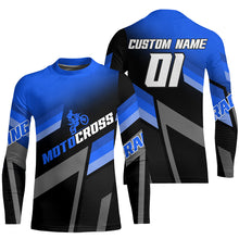 Load image into Gallery viewer, Motocross Racing Dirt Bike Jersey Blue Upf30+ Motorcycle Shirt For Kid Men Women XM317