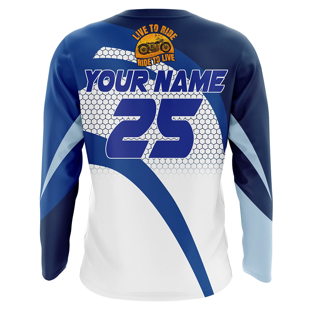 Motocross Jersey Blue UPF30+ Dirt Bike Racing shirt Off-Road Adult Kid Motorcycle XM17