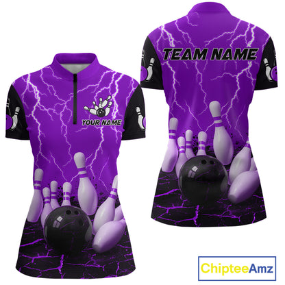Purple Thunder Lightning & Lava Bowling Shirt for Men Women Team Bowling Jersey MBL92