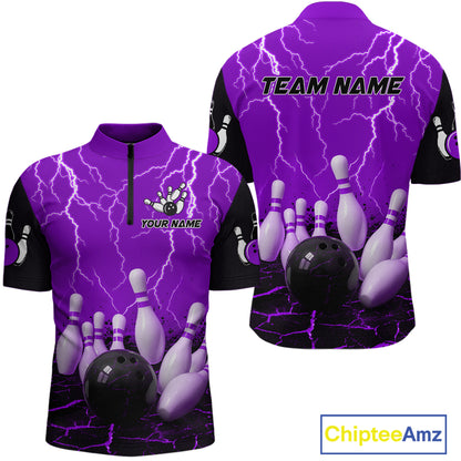 Purple Thunder Lightning & Lava Bowling Shirt for Men Women Team Bowling Jersey MBL92