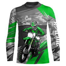 Load image into Gallery viewer, Motocross Racing Jersey Green Upf30+ Dirt Bike Off-Road Shirt Motorcycle Kid Men Women XM282