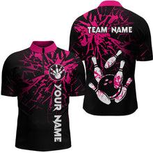 Load image into Gallery viewer, Custom Pink Bowling Shirts Funny Bowling Jersey for Men Women Team Polo&amp;1/4 Zip MBL44