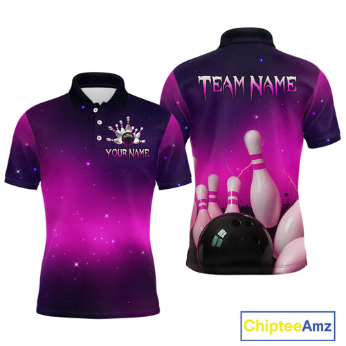 Purple Galaxy Bowling Shirts for Men Women Custom Team Bowling Jersey for Bowlers MBL125