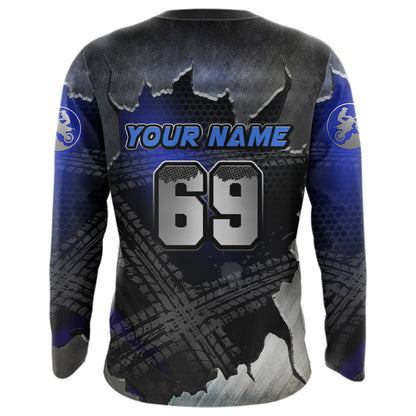 Blue Motocross Racing Jersey Upf30+ Dirt Bike Shirt Youth Men Women Kid  Off-Road XM284