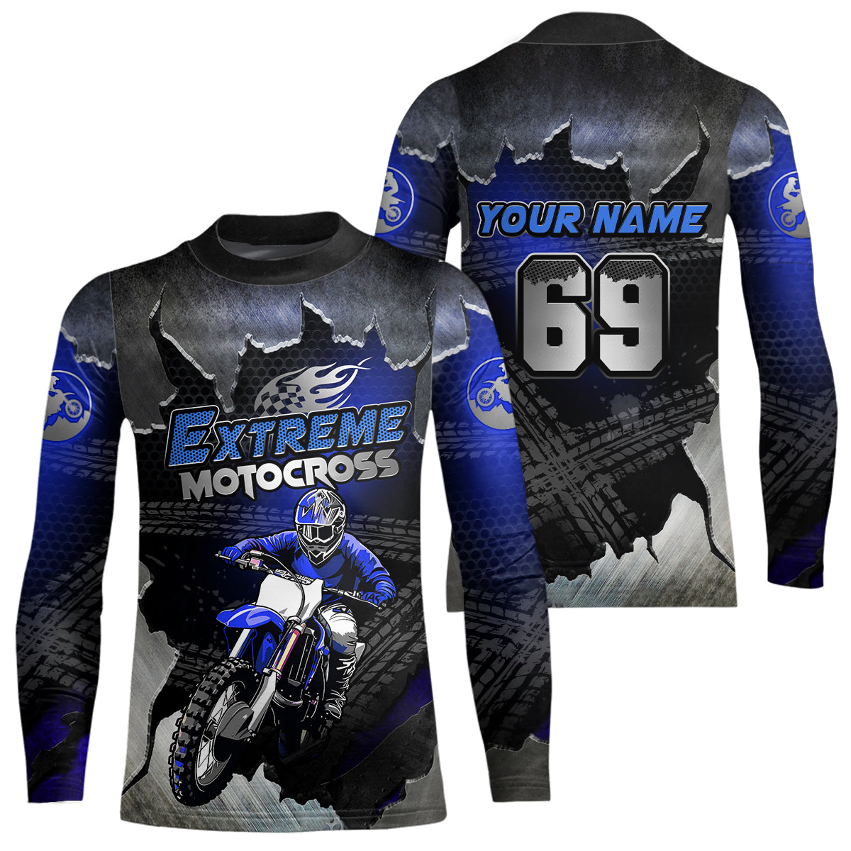 Blue Motocross Racing Jersey Upf30+ Dirt Bike Shirt Youth Men Women Kid  Off-Road XM284