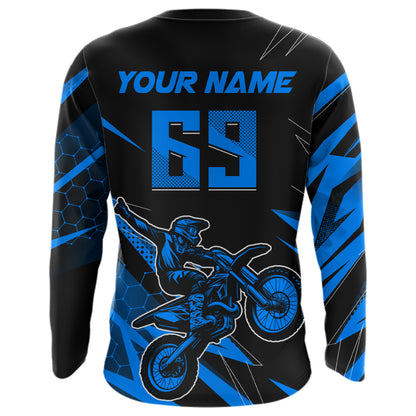 Motocross Jersey Kid Men Women Upf30+ Blue Racing Dirt Bike Shirt Off-Road Motorcycle XM286