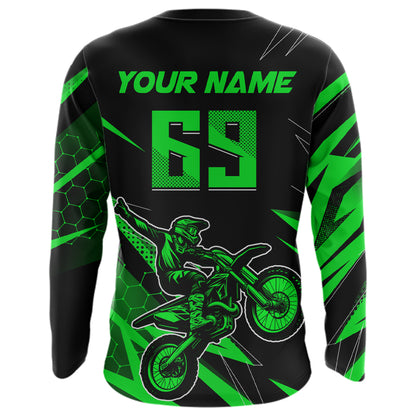 Motocross Jersey Kid Men Women Upf30+ Green Racing Dirt Bike Shirt Off-Road Motorcycle XM286