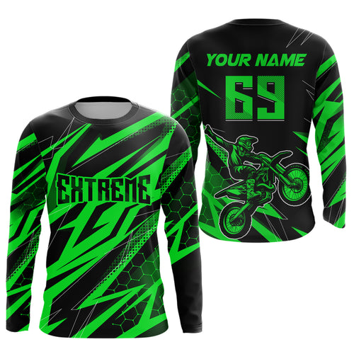 Motocross Jersey Kid Men Women Upf30+ Green Racing Dirt Bike Shirt Off-Road Motorcycle XM286