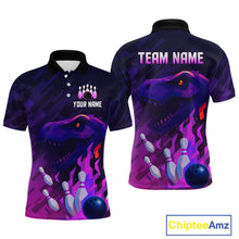 Load image into Gallery viewer, Dinosaur Purple Bowling Shirts for Men Women Custom Team Bowling Jerseys for Bowlers MBL133