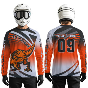 Orange Dinosaur Motocross Racing Jersey Custom Dirt Bike Shirt for Kid Women XM374