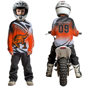 Orange Dinosaur Motocross Racing Jersey Custom Dirt Bike Shirt for Kid Women XM374
