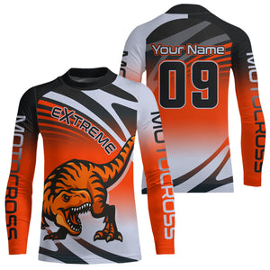 Orange Dinosaur Motocross Racing Jersey Custom Dirt Bike Shirt for Kid Women XM374