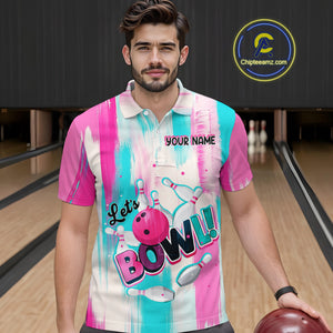 Vintage Pink Bowling Shirts for Women Men Custom Team Bowling Jerseys for Bowlers MBL115