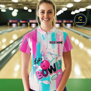 Vintage Pink Bowling Shirts for Women Men Custom Team Bowling Jerseys for Bowlers MBL115