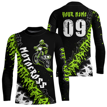 Motocross Racing Dirt Bike Jersey Upf30+ Motorcycle Green Shirt For Kid Men Women XM316