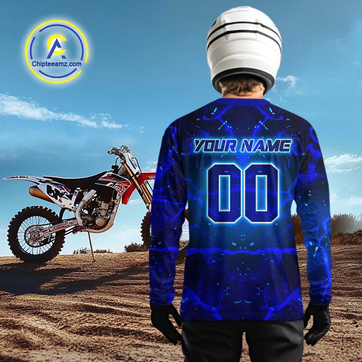 Lightning Blue ATV Motocross Racing Jersey for Adult Kid ATV Riding Shirt Quad Jersey MX128