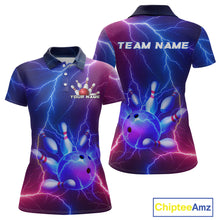 Load image into Gallery viewer, Purple Lightning Bowling Shirts for Men Women Custom Team Bowling Jerseys MBL155