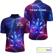 Load image into Gallery viewer, Purple Lightning Bowling Shirts for Men Women Custom Team Bowling Jerseys MBL155