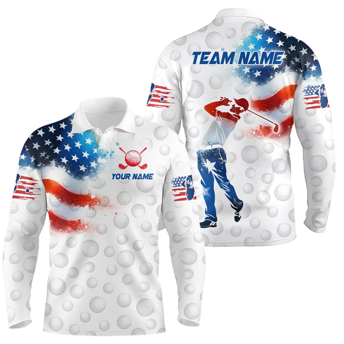 Custom Golf Polo Shirt American Golf Shirts for Men Women US Golf Patriotic Polo Shirt MMG05