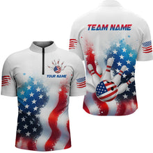 Load image into Gallery viewer, American Flag Bowling Shirts Custom Bowling Shirt for Women Men Patriotic Bowling Polo MBL04
