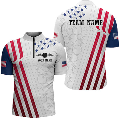 American Flag Bowling Shirts for Men Women Team Bowling Shirt Patriotic Bowling Shirt MBL08