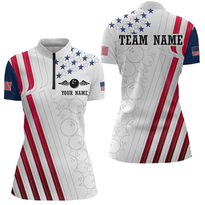American Flag Bowling Shirts for Men Women Team Bowling Shirt Patriotic Bowling Shirt MBL08