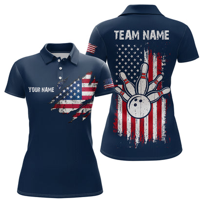 Patriotic Bowling Shirts American Flag Bowling Polo & 1/4 Shirt for Men Women Team MBL16