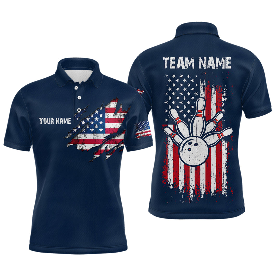 Patriotic Bowling Shirts American Flag Bowling Polo & 1/4 Shirt for Men Women Team MBL16