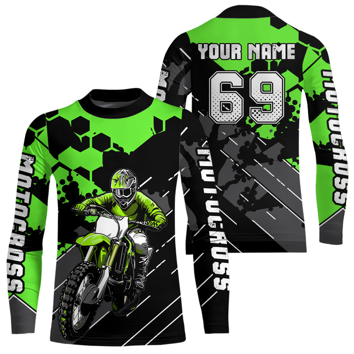 Motocross Racing Jersey Green Upf30+ Motorcycle Dirt Bike Jersey Off-Road Shirt Men Kid Women XM298