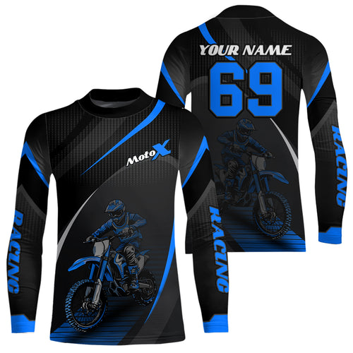 Motocross Racing Jersey Blue Dirt Bike Shirt Off-road Riding Jersey Kid Men Women XM306