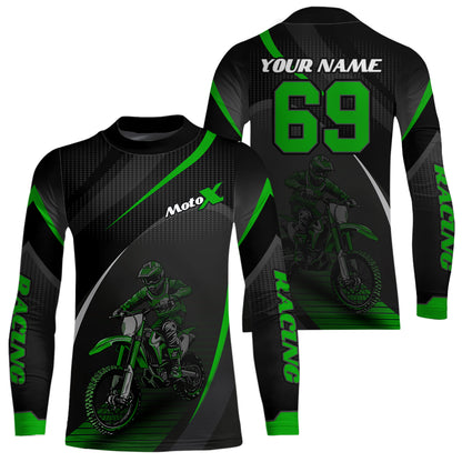 Motocross Racing Jersey Green Dirt Bike Shirt Off-road Riding Jersey Kid Men Women XM306