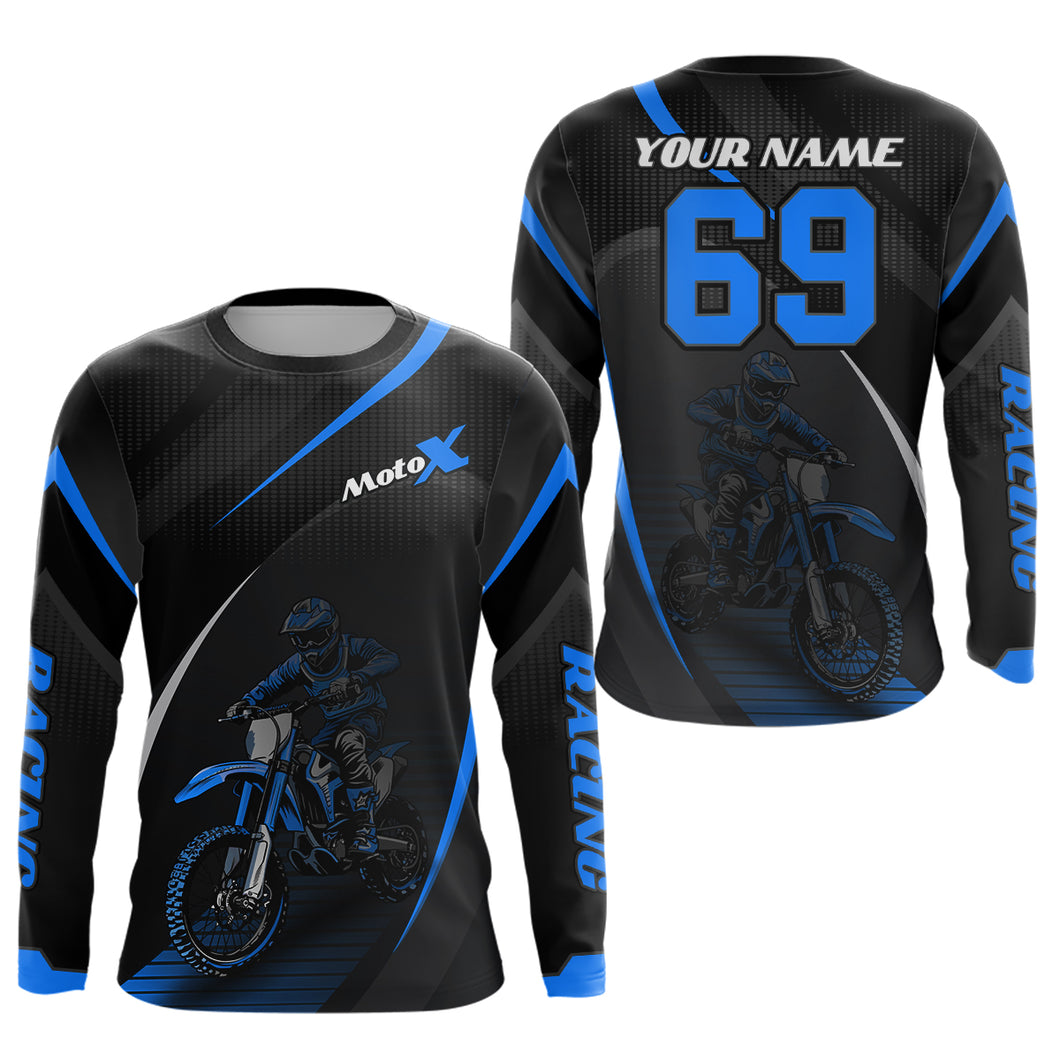 Motocross Racing Jersey Blue Dirt Bike Shirt Off-road Riding Jersey Kid Men Women XM306
