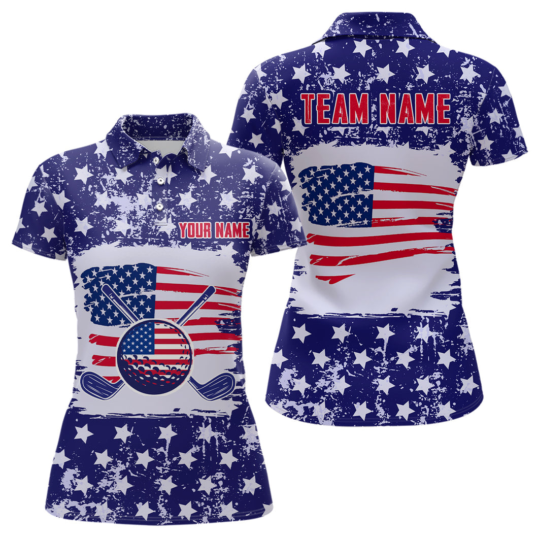 Custom American Flag Golf Polo Shirt for Men Women Patriotic US Golf Polo Shirts MMG19
