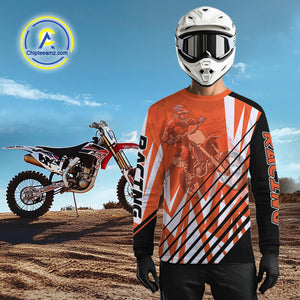 Custom Motocross Jersey Orange Racing Dirt Bike Jersey for Men Kid Women Upf30+ XM353
