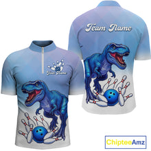 Load image into Gallery viewer, Blue Dinosaur Bowling Shirts for Men Women Custom Team Bowling Jerseys Polo and Zip Shirt MBL162