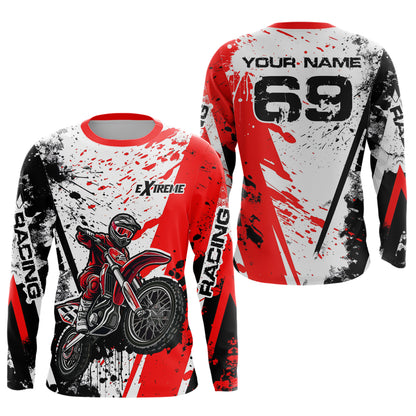 Dirt Bike  Motocross Racing Jersey Red Upf30+ Motorcycle Shirt For Kid Men Women XM313