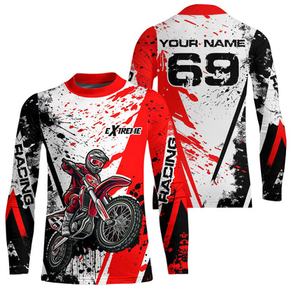 Dirt Bike  Motocross Racing Jersey Red Upf30+ Motorcycle Shirt For Kid Men Women XM313