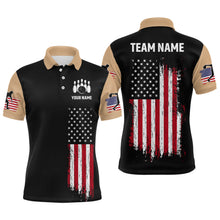 Load image into Gallery viewer, American Flag Brown Bowling Shirts for Men Women Team Bowling Jersey Polo &amp; 1/4 Zip MBL17