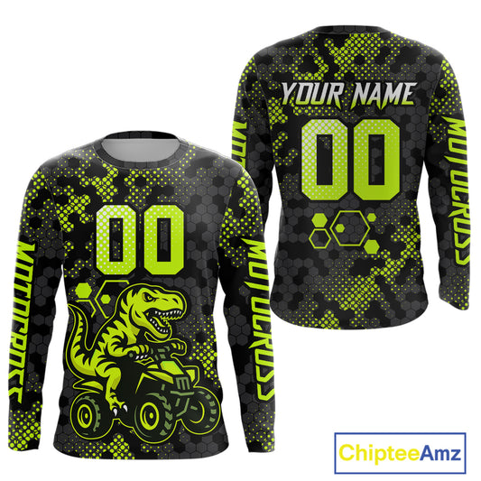 Dinosaur ATV Racing Jersey Custom Green ATV Motocross Shirt Kid Adult ATV Jersey MX133